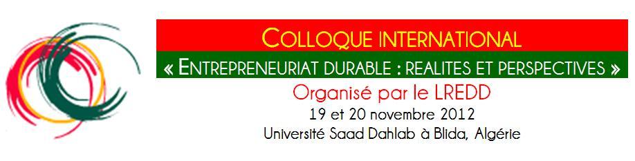 Colloque international Entrepreneuriat Developpement durable
