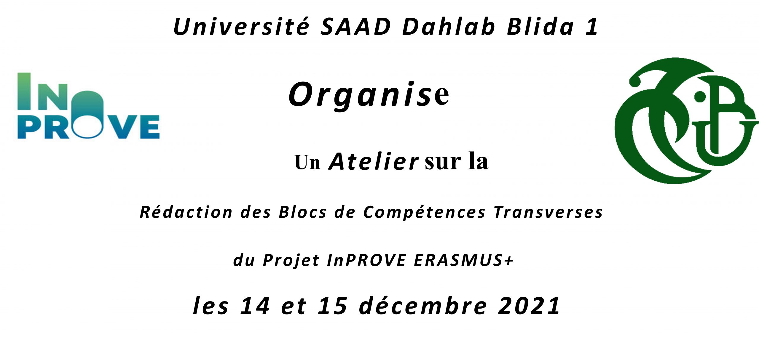 Atelier sur la Rédaction des Blocs de Compétences Transverses du Projet inProve Erasmus+