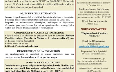 Master professionnel ‘Architecture et Patrimoine bâti 23-24’