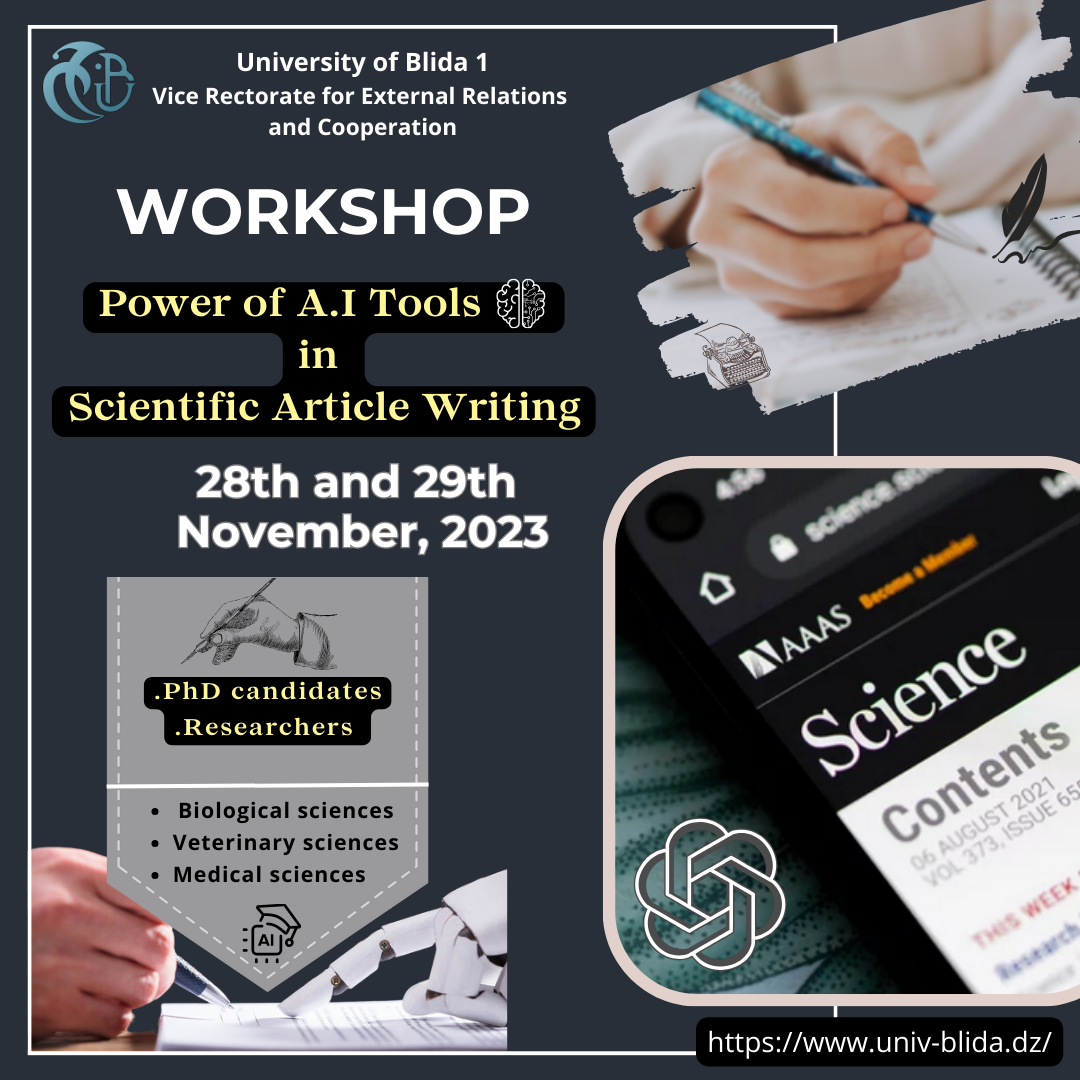 Workshop Rédaction Article Scientifique & I.A. – 28-29 Novembre 2023