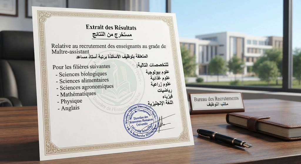 إعلان على نتائج مسابقة الأساتذة 2025-2026